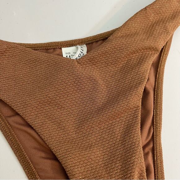 Seafolly Stardust V High Cut Rio Bikini Bottom In Bronze Size 10 US NEW - Picture 4 of 6